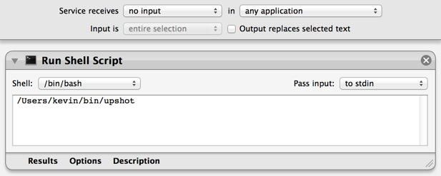 Automator service configuration