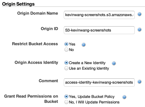 Creating a new CloudFront distribution
